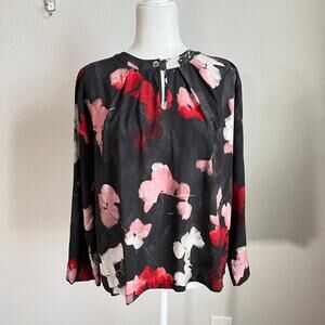 Bitte Kai Rand Floral Oversized Blouse Women's S Garden Party Pleated Artsy